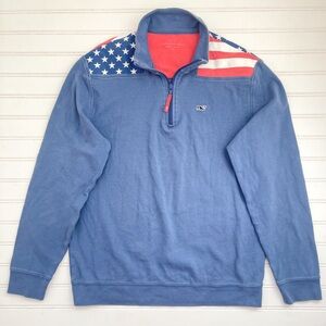VINEYARD VINES VGUC Men’s American Flag Quarter Zip Pullover Shep Shirt